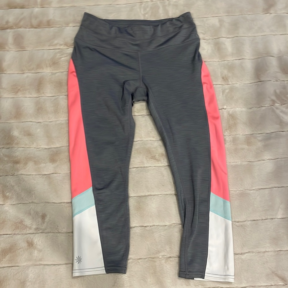 Gray and pink Athleta crops size S